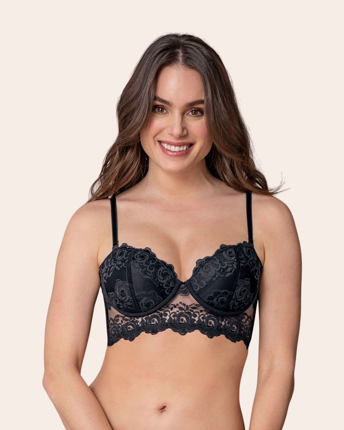  Supportive Underwire Lace Bustier Bra