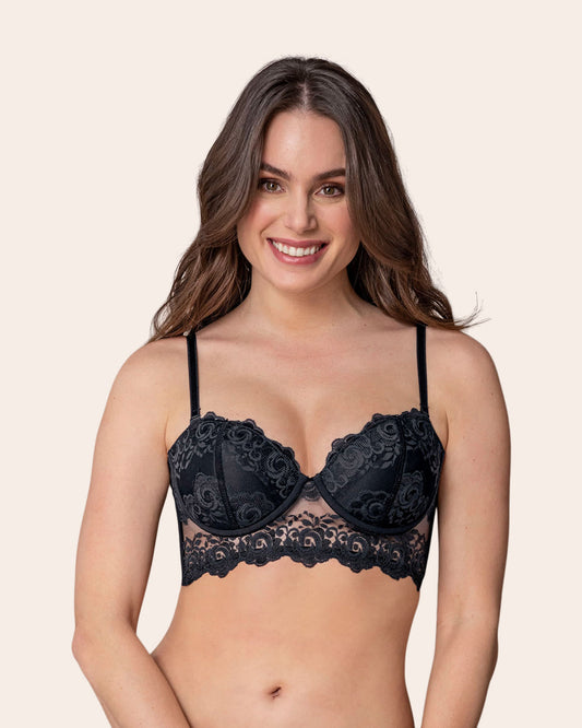  Supportive Underwire Lace Bustier Bra