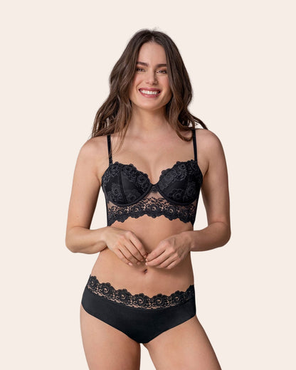  Supportive Underwire Lace Bustier Bra