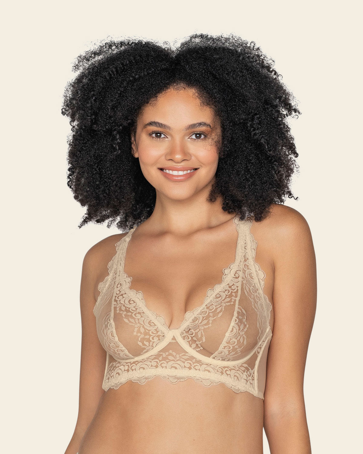  Sheer Lace Underwire Bustier Bra