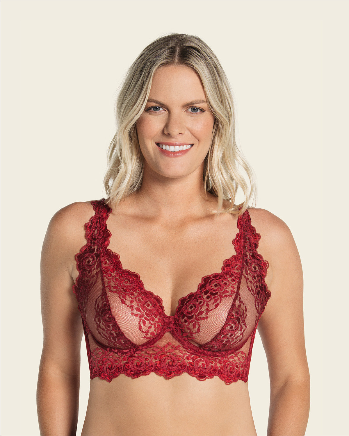  Sheer Lace Underwire Bustier Bra