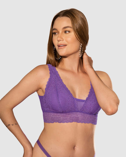  Fierce Almost-Plunge Sheer Lace Bralette