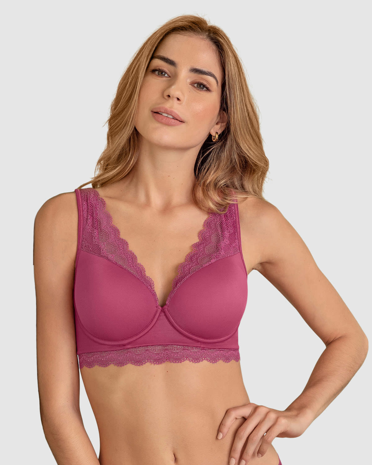  Deep Coverage Soft Lightly-lined Lace Underwire Bra