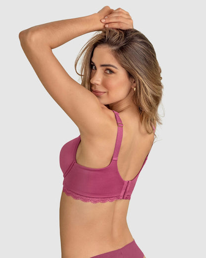  Deep Coverage Soft Lightly-lined Lace Underwire Bra