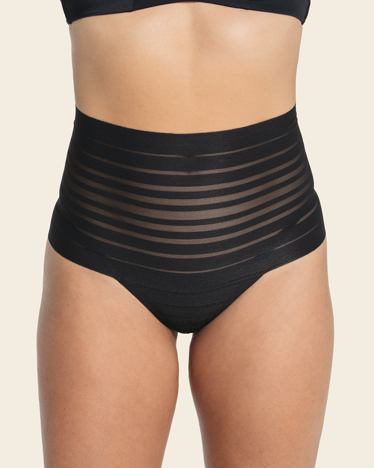  Lace Stripe High-Waisted Cheeky Hipster Knicker