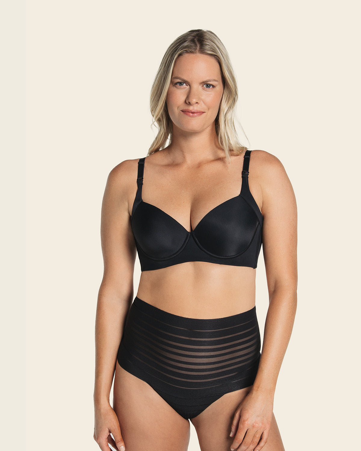  Lace Stripe High-Waisted Cheeky Hipster Knicker