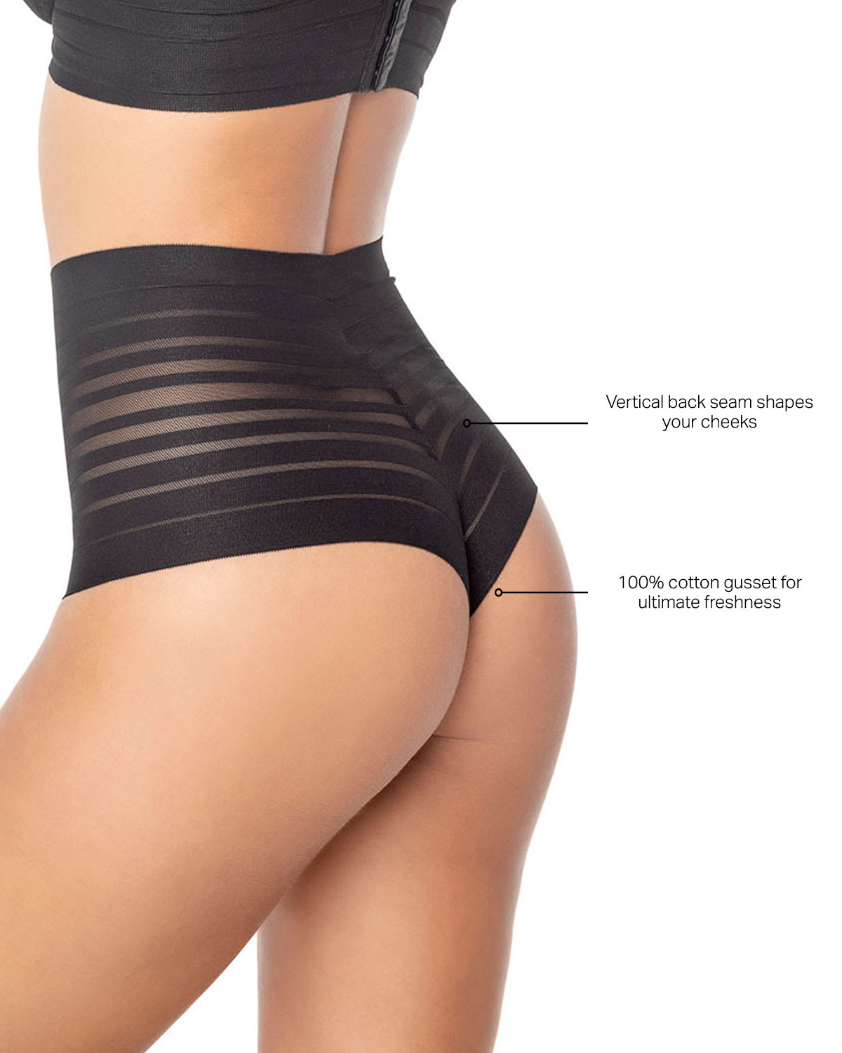  Lace Stripe High-Waisted Cheeky Hipster Knicker
