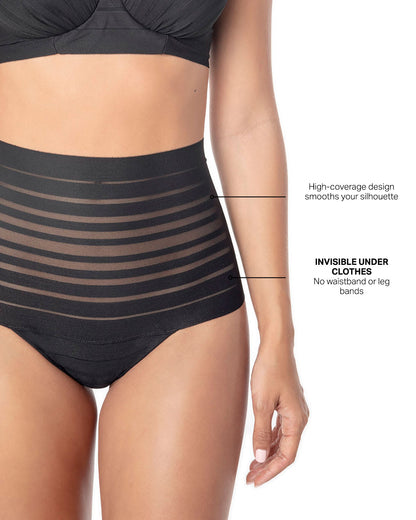  Lace Stripe High-Waisted Cheeky Hipster Knicker
