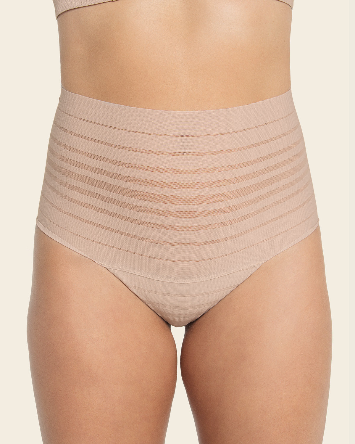  Lace Stripe High-Waisted Cheeky Hipster Knicker