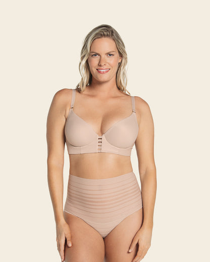  Lace Stripe High-Waisted Cheeky Hipster Knicker