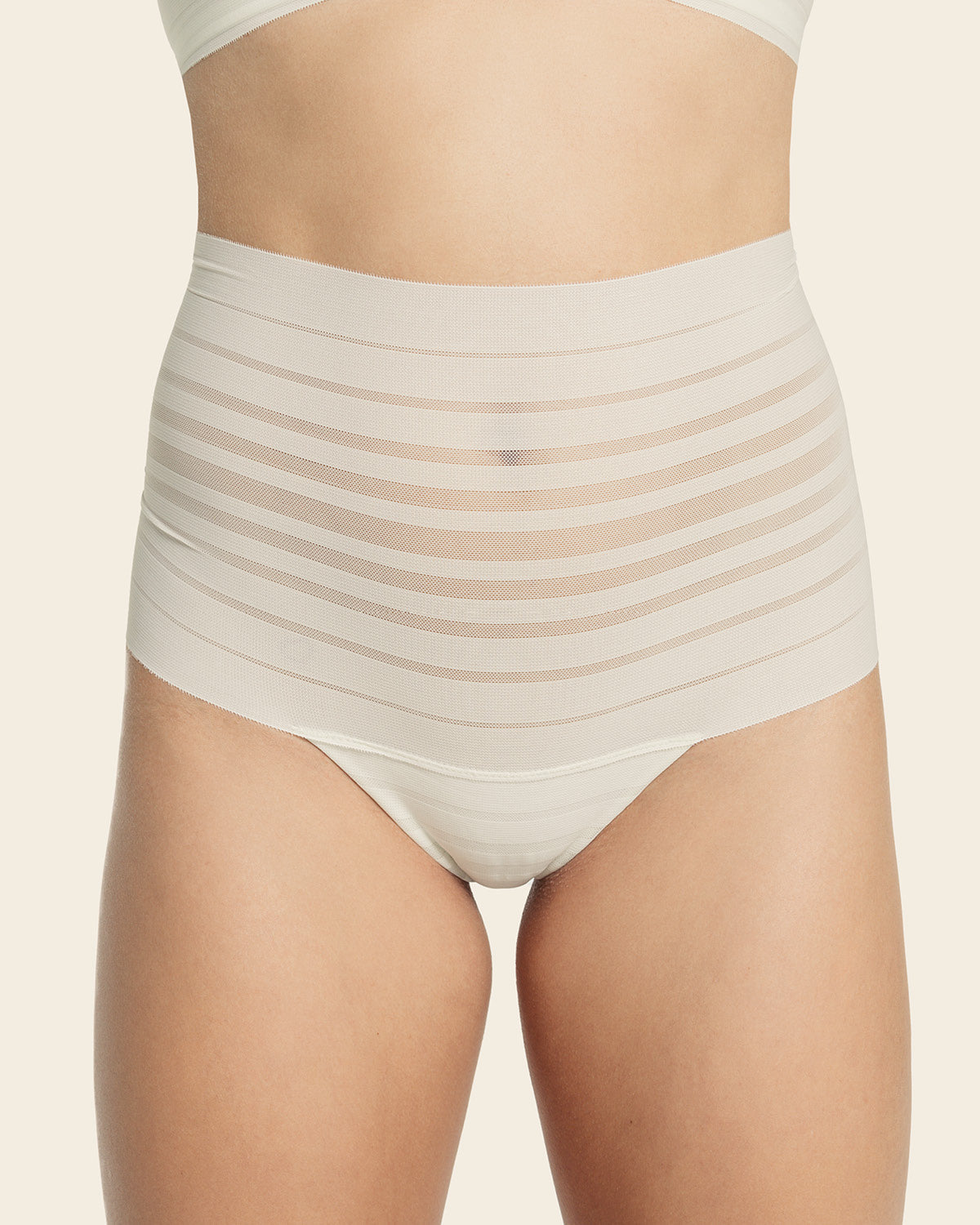  Lace Stripe High-Waisted Cheeky Hipster Knicker