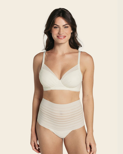  Lace Stripe High-Waisted Cheeky Hipster Knicker