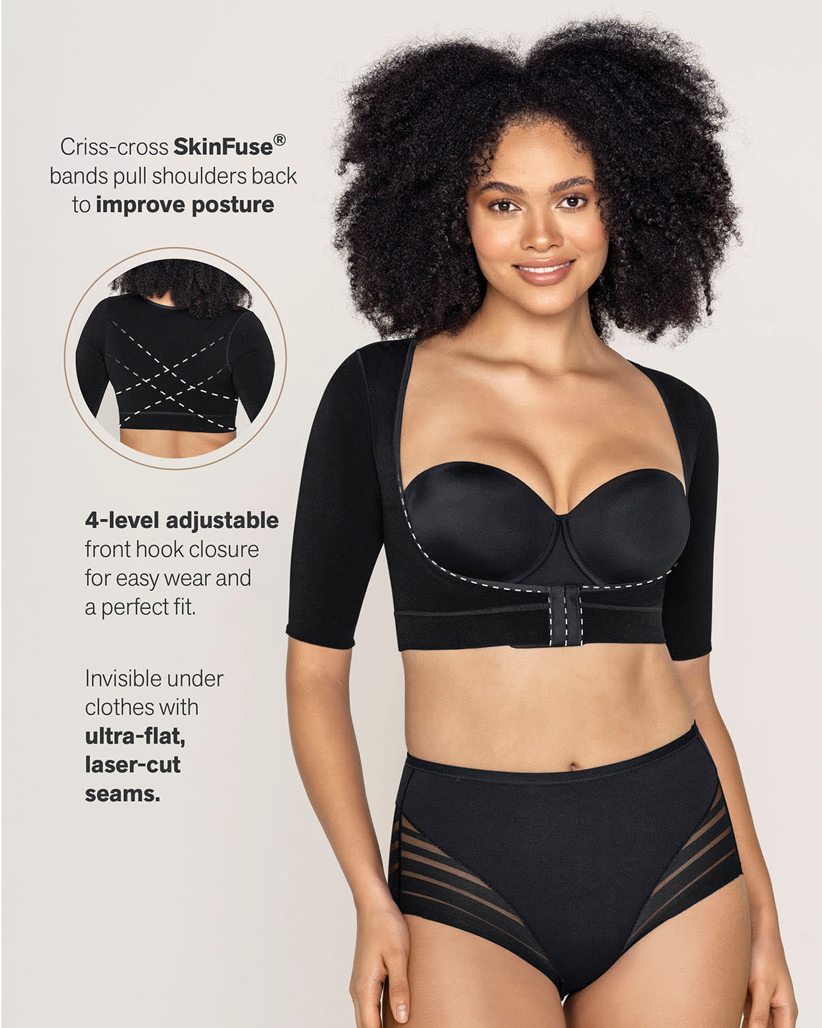  Seamless Upper Arm Shaper Slimming Compression Vest With Posture Corrector