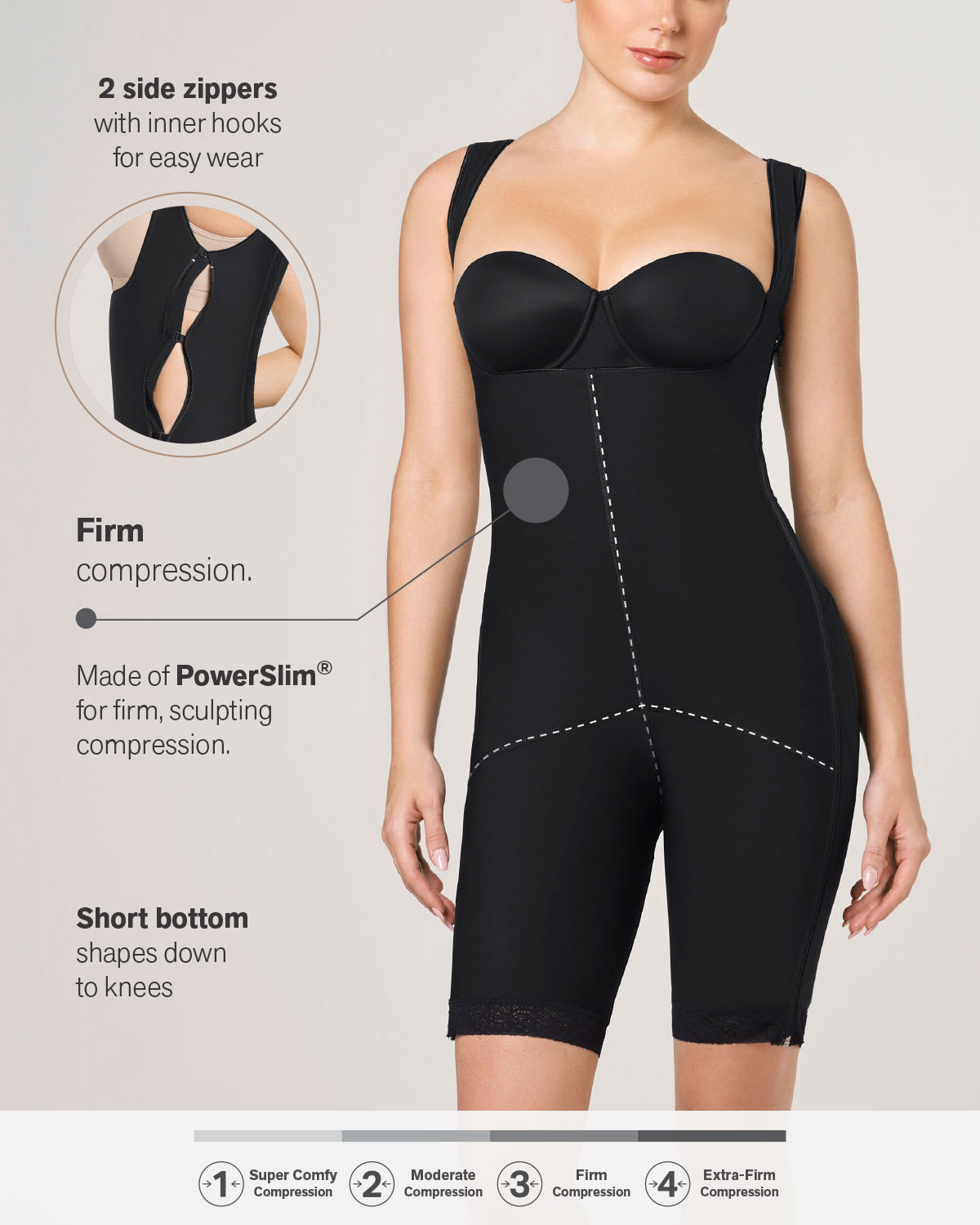  Torso-to-Thigh Firm Body Shaper (Side Zippers)