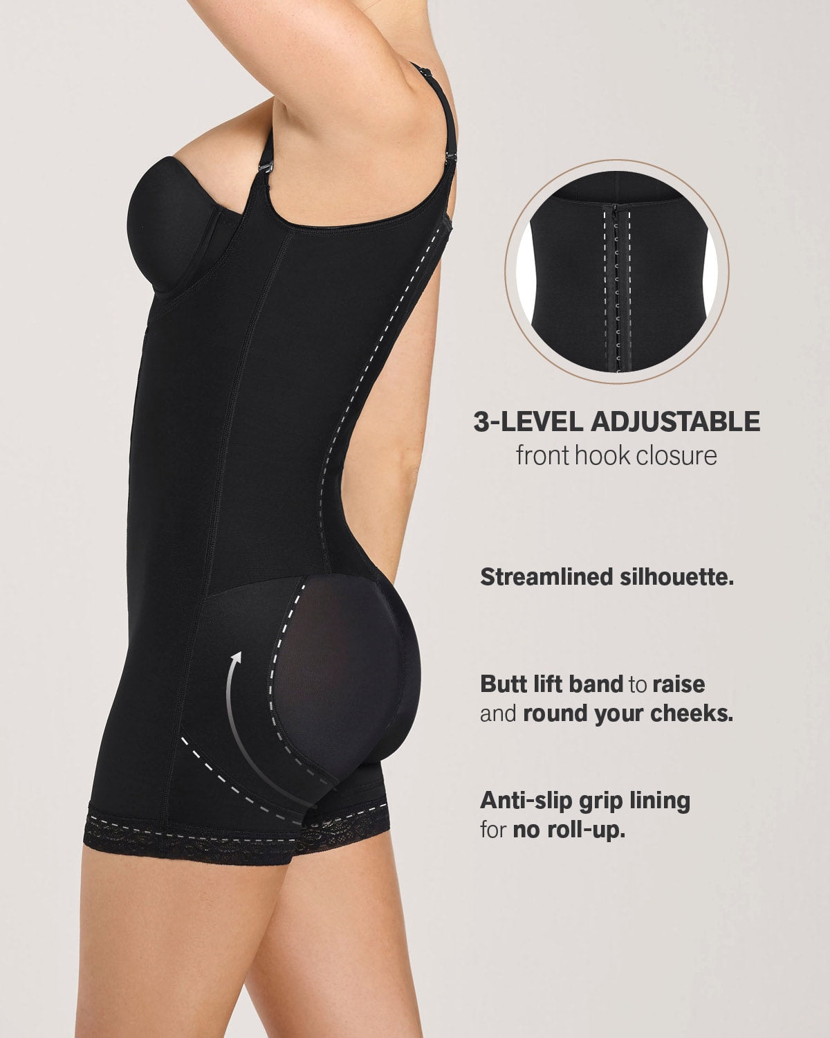 Firm Compression Boyshort Body Shaper With Butt Lifter (Front Hook-and-Eye Closure)