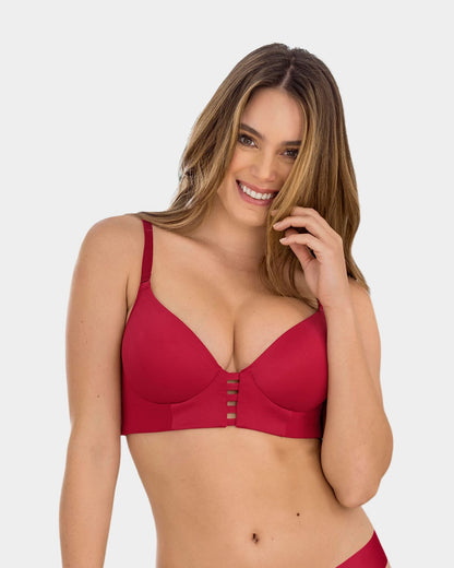  Memory Foam Push-Up Underwire Bustier Bra Strappy Front