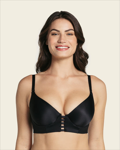  Memory Foam Push-Up Underwire Bustier Bra Strappy Front