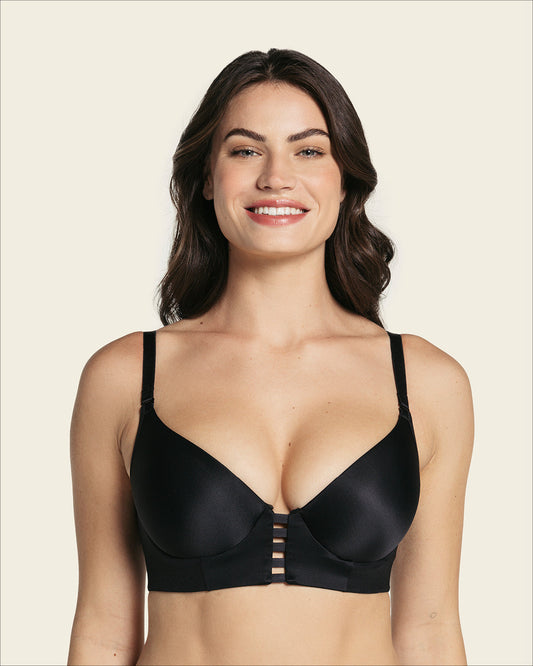  Memory Foam Push-Up Underwire Bustier Bra Strappy Front