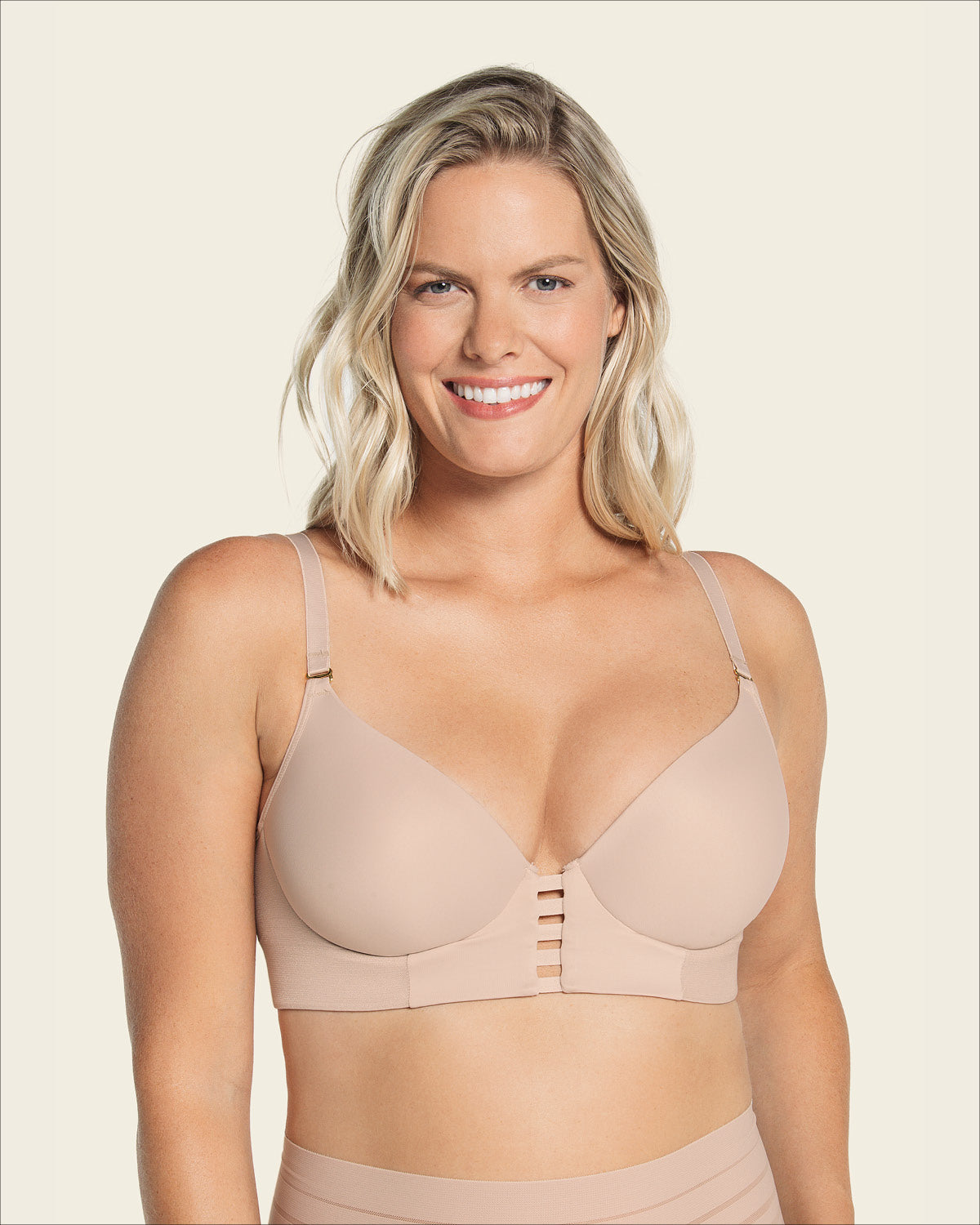  Memory Foam Push-Up Underwire Bustier Bra Strappy Front