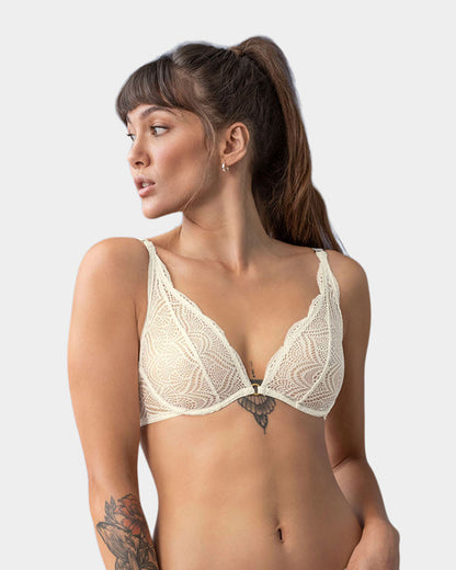 Sheer Lace Bralette With Underwire