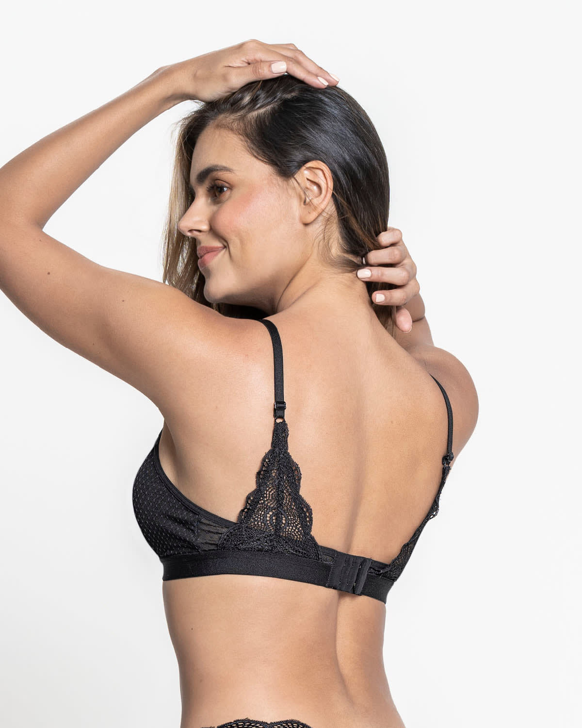  Triangle Lace Bralette With Buttonhole Cutout