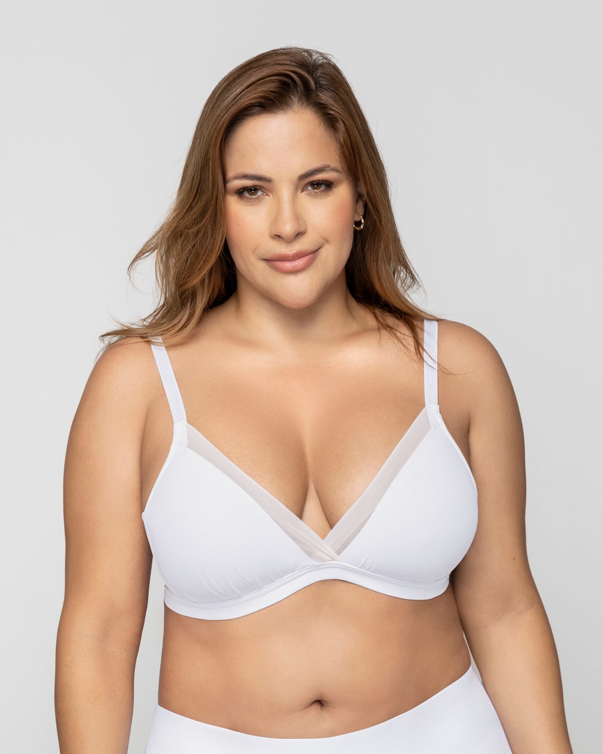  Feather Fresh High-tech Wireless Tulle Overlay V-neck Bralette