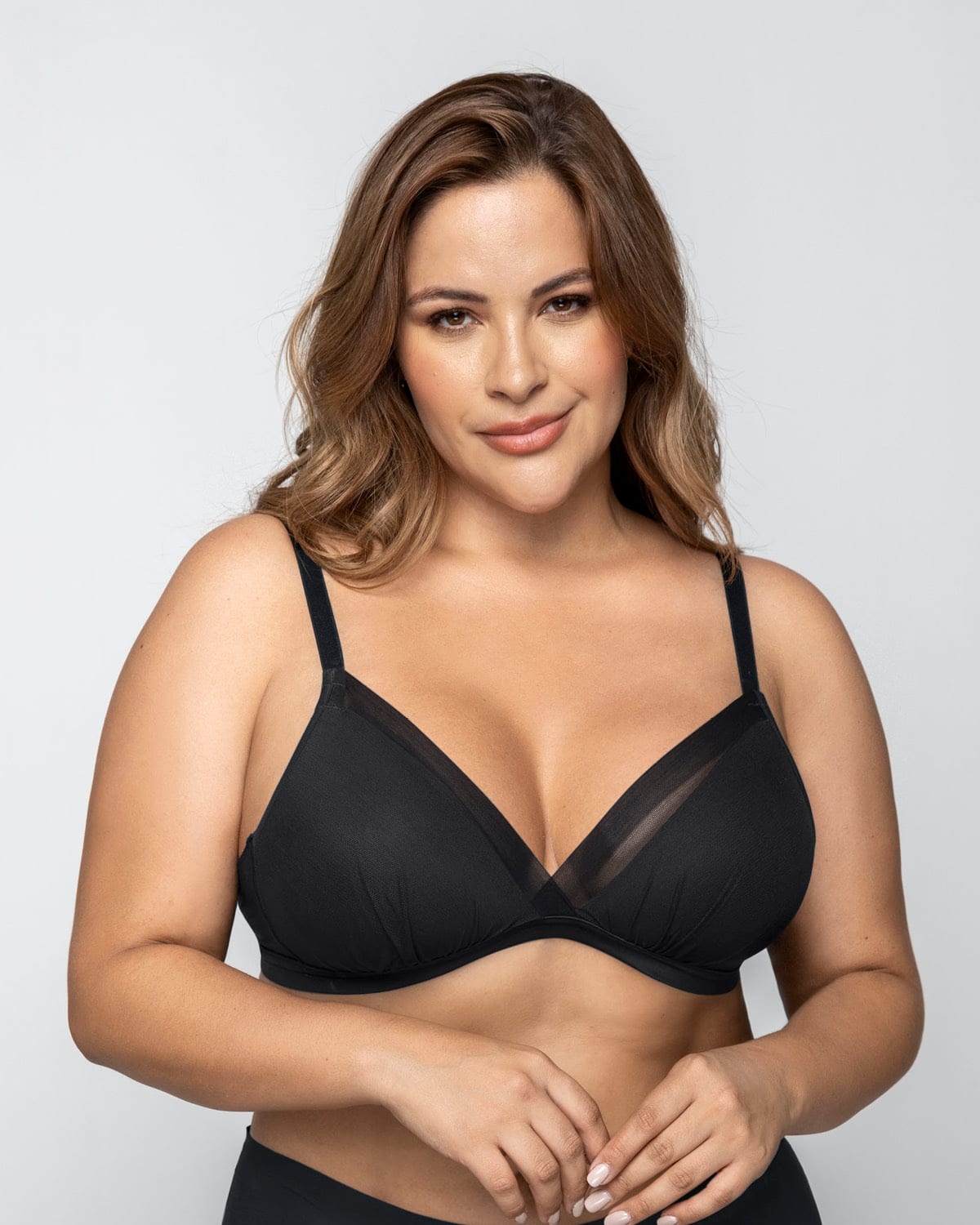 Feather Fresh High-tech Wireless Tulle Overlay V-neck Bralette