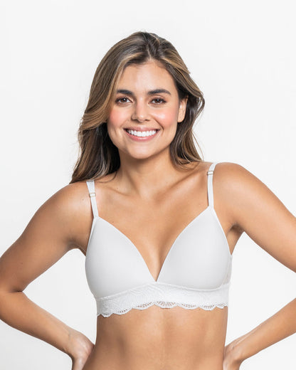  Comfy Deep V-neck Lace Accent Bralette