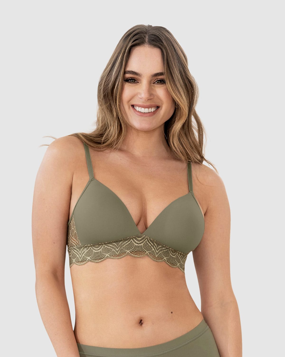  Comfy Deep V-neck Lace Accent Bralette