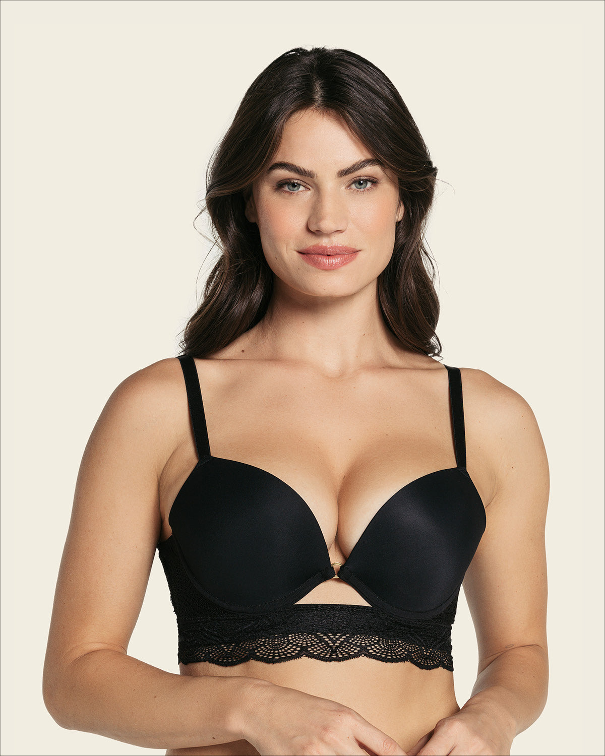  Front Cutout Demi-Cup Double Push Up Bra Luxe Lift