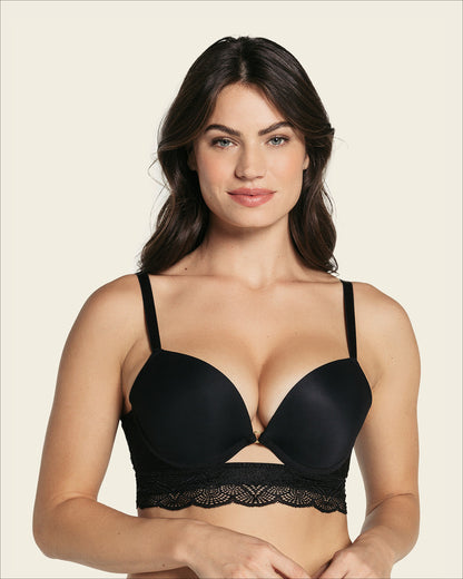  Front Cutout Demi-Cup Double Push Up Bra Luxe Lift