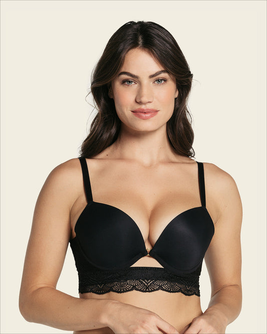  Front Cutout Demi-Cup Double Push Up Bra Luxe Lift