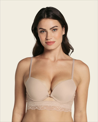  Front Cutout Demi-Cup Double Push Up Bra Luxe Lift