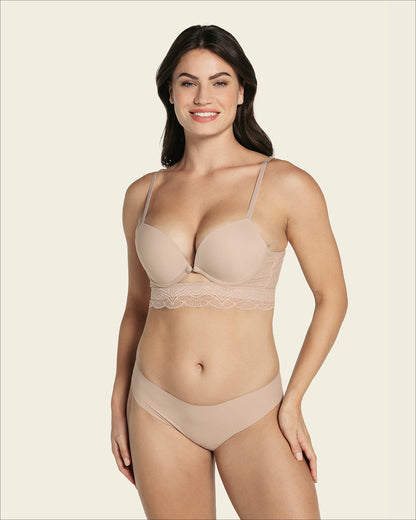  Front Cutout Demi-Cup Double Push Up Bra Luxe Lift