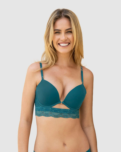  Front Cutout Demi-Cup Double Push Up Bra Luxe Lift