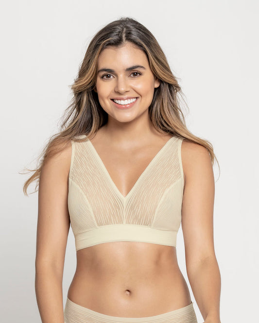  Florence Sheer Stripe Lace Unlined Wireless Bralette