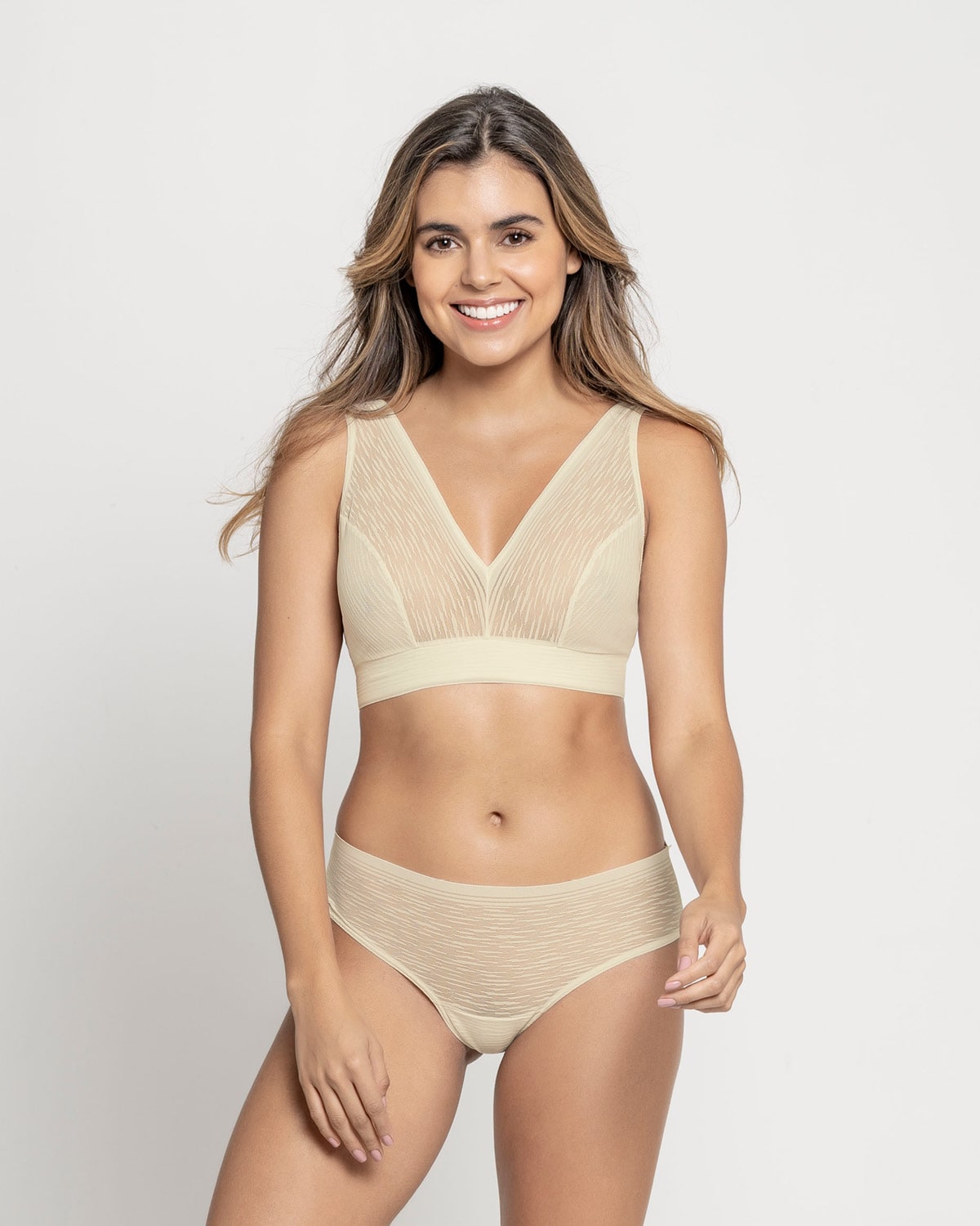  Florence Sheer Stripe Lace Unlined Wireless Bralette