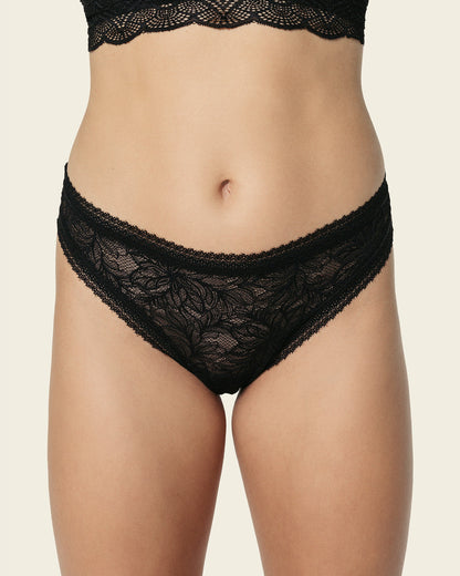  Thong Style Knicker In Floral Lace