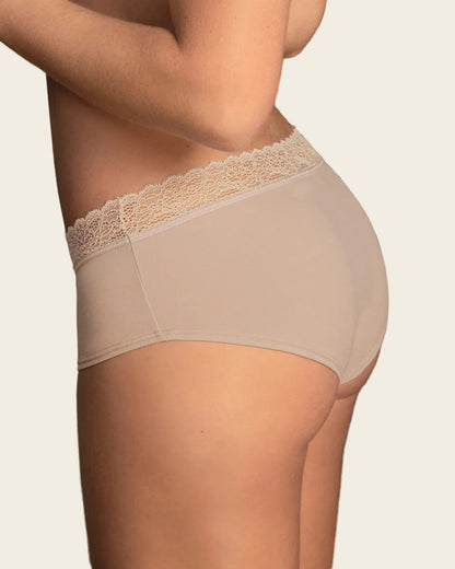  3-Pack Lace Trim Hipster Knickers In Stretch Cotton