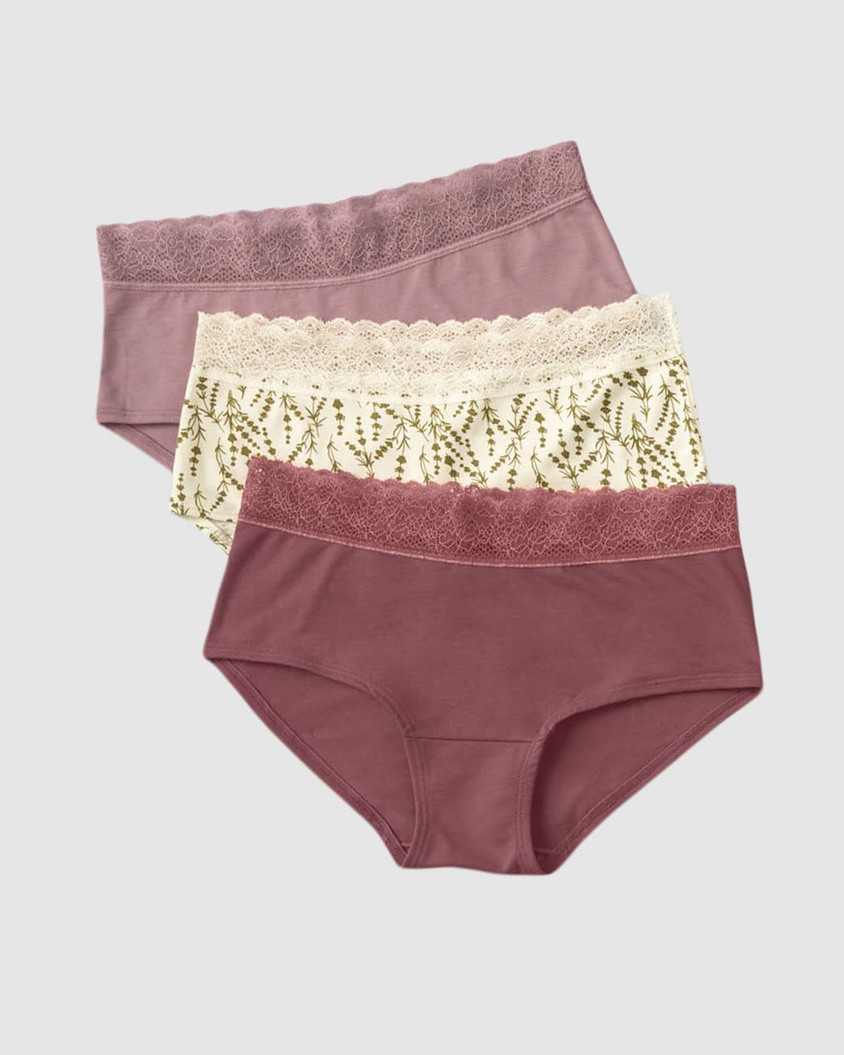  3-Pack Lace Trim Hipster Knickers In Stretch Cotton