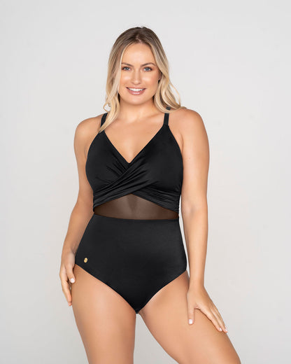  Sheer Details One-Piece Slimming Swimsuit