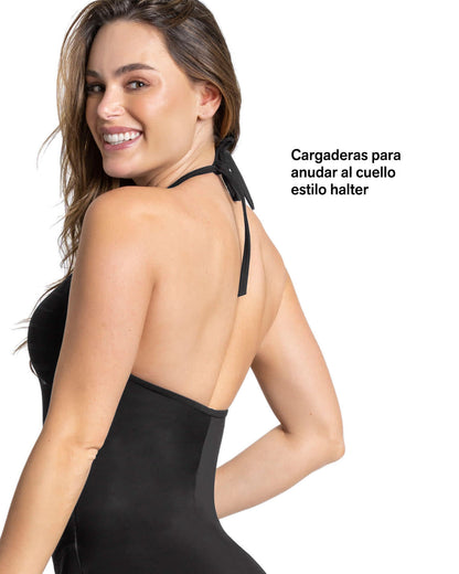  One-Piece Striped Mesh Overlay Slimming Swimsuit