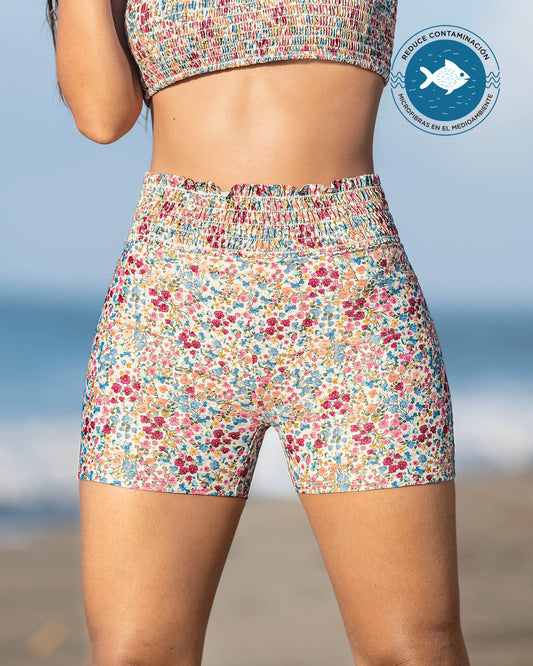  High-Waisted Ruffle Swim Short + BIO-PET Technology