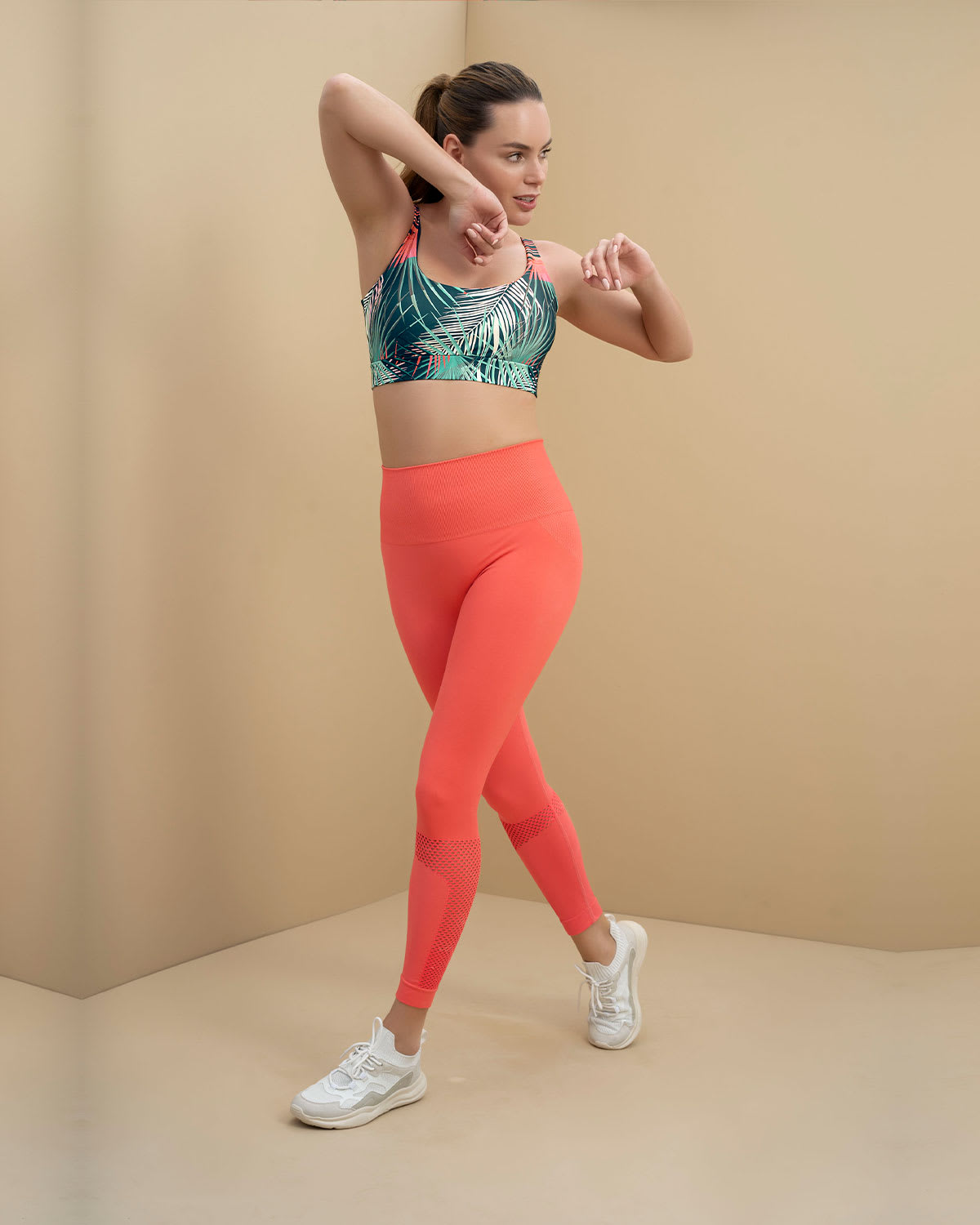  High Waist Sports Leggings Double-Layered Waistband & Breathable Legs