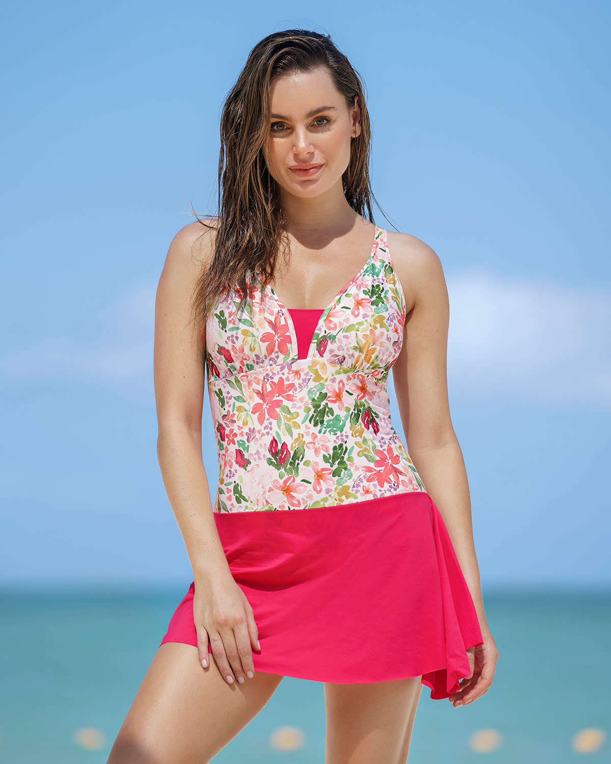  Floral Burst One-Piece Slimming Swimsuit Multiway Skirt