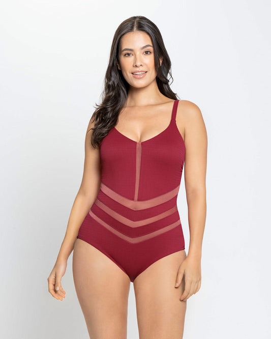  Ribbed One-Piece Slimming Swimsuit