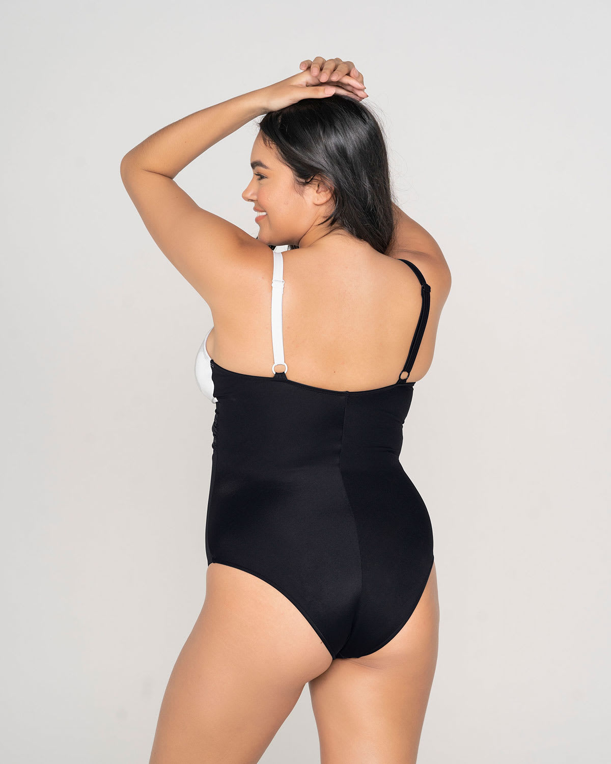  Cross-Front Contrast Graphic One-Piece Slimming Swimsuit