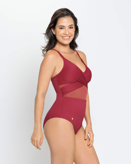  Sophisticated Sheer Cutout Slimming One-Piece Swimsuit