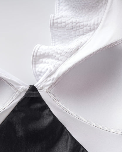  Contrast Asymmetrical Shaping Swimsuit