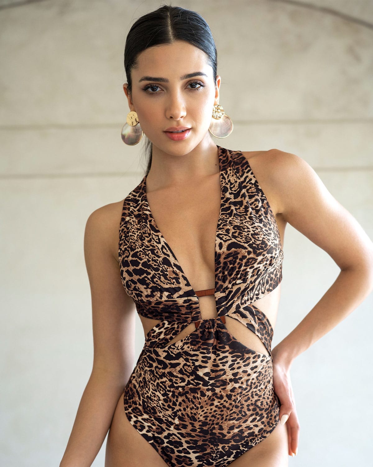  Eco-Friendly One Piece Criss Cross Strap Swimsuit
